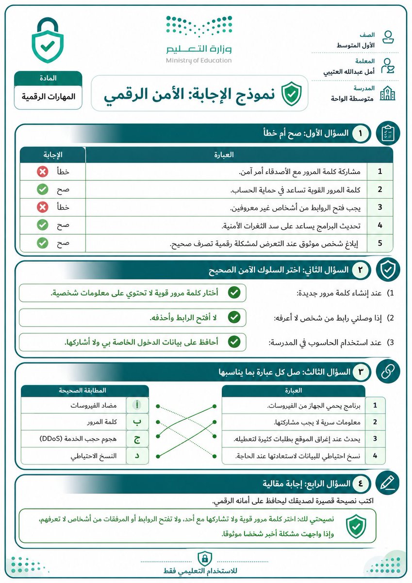 ali_alqhtani05's tweet photo. 📝 حوّل أي درس إلى ورقة عمل خلال ثواني!
يكفي كتابة عنوان الدرس وأهدافه أو رفع ملف PDF للدرس، وسيُنشئ الذكاء الاصطناعي ورقة أسئلة ومعها نموذج إجابة مستقل 👇

طريقة الاستخدام:
1️⃣ اختر طريقة الإدخال: عنوان وأهداف الدرس، أو ارفع ملف PDF.
2️⃣ عدّل البيانات بين الأقواس.
3️⃣ انسخ البرومبت وأرسله مع الملف إن وُجد.

#البرومبيت في الرابط التالي
https://t.co/g8CXBeXl3b

#وزارة_التعليم
#التوجيه_الطلابي
#النشاط_الطلابي
#الإدارة_المدرسية