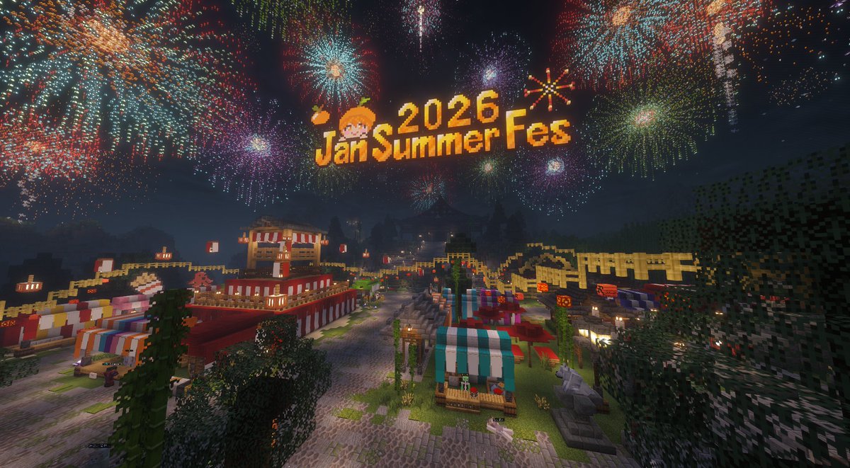 Jan_Saba1's tweet photo. じゃん鯖では現在、
夏祭りイベント「Jan Summer Fes」を開催しています！

運営の頭ガチャや屋台がたくさん！
この機会にぜひ来てみてください！

開催期間 → ～8月16日まで
参加方法 → https://t.co/g1wmhZxpKV

#マイクラ参加型 #マイクラ #Minecraft #マイクラマルチ募集 #じゃん鯖 https://t.co/cPQLPxQnLu