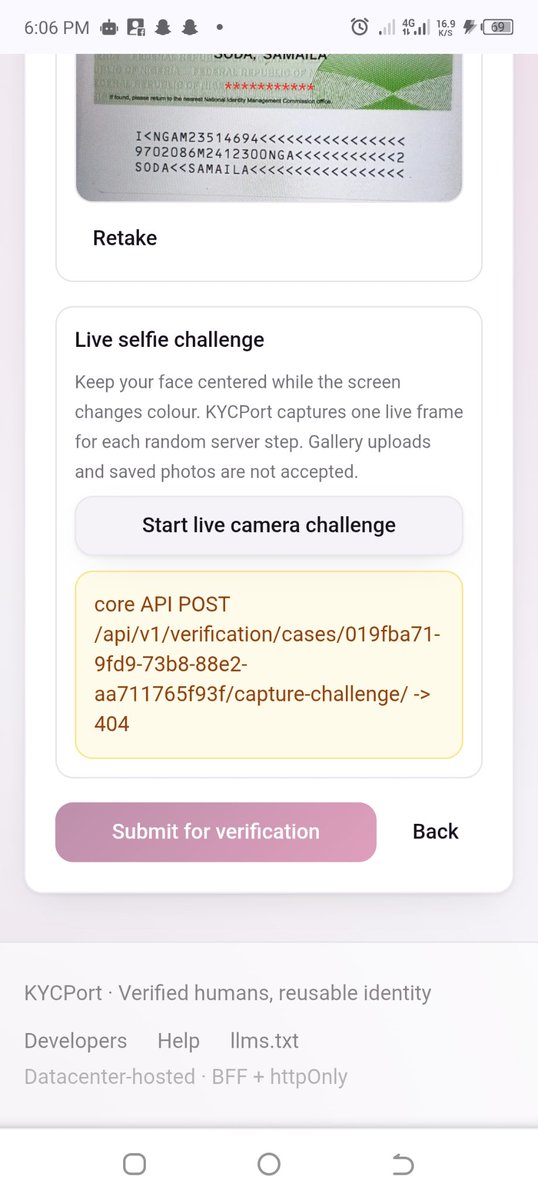 samydandada's tweet photo. @sidrachaain @sidrachain Liveness camera is not working during verification please solve the issue of it https://t.co/tHsHxZSrmS