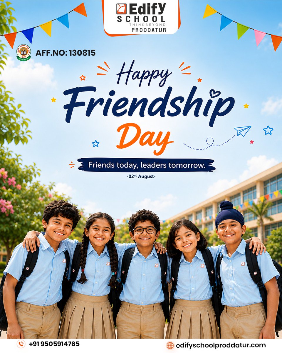EdifyProddatur's tweet photo. Some bonds are made in the classroom and last a lifetime! 💙 Wishing all our Edifians a Friendship Day filled with laughter, memories and forever friends.

#FriendshipDay #BondsThatLast #EdifySchoolProddatur #FriendsForever #ThinkBeyond #SchoolDays #ClassmatesToFriends #Proddatur https://t.co/nZS5YD6IKF