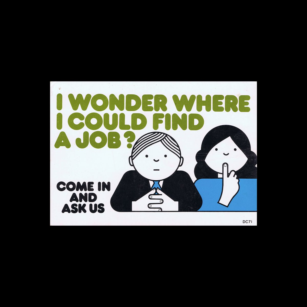 DesignReviewed's tweet photo. Friendliness and Efficiency. 1970s Postcards for the British Job Centre https://t.co/LKuMMzF51b https://t.co/RGgNnob6oG