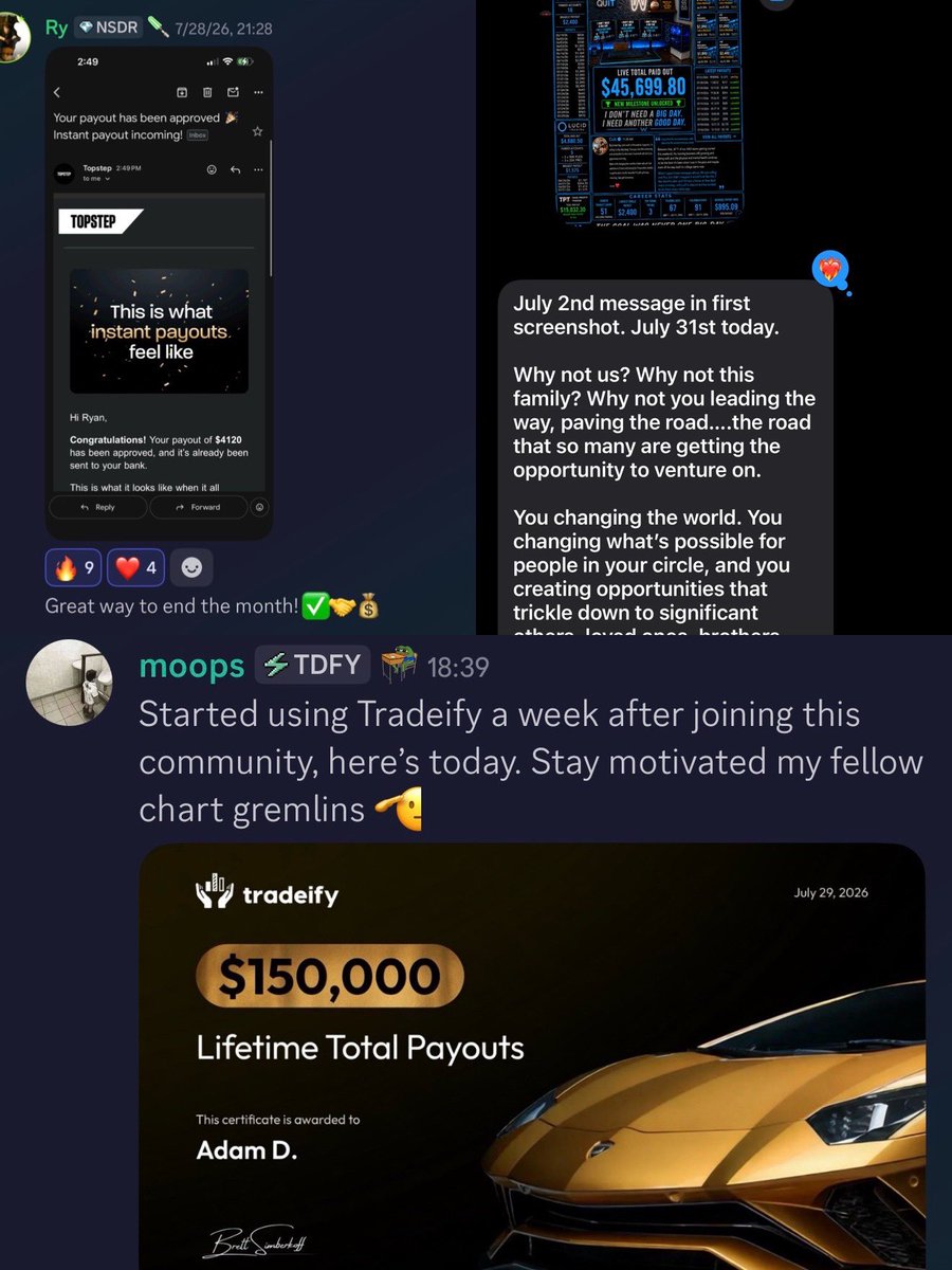 NQInsider's tweet photo. Students of the Week 🏆 

• Adam has nearly early Half a Million verified YTD in profits.
• Colt just started trading & is making 20k a month now since joining
• Ry is breaking through with nearly 10k in payouts this month

#nqinsider #futurestrading #daytrading #daytrader #livetrading