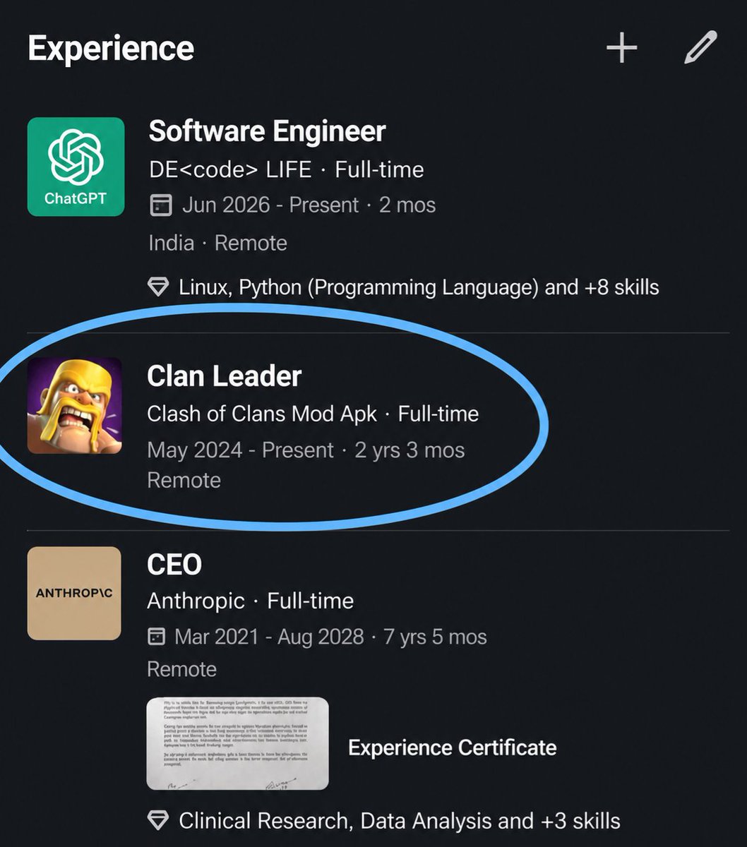 droidbuilds's tweet photo. What’s the funniest job title you’ve ever seen on LinkedIn? https://t.co/JJAHjcMLMg