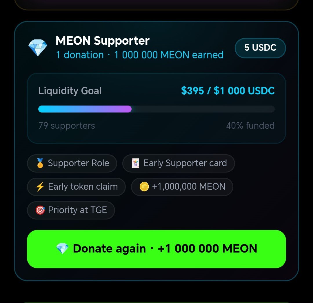 meondotfun's tweet photo. People spend $5 on coffee.

Others put it into 1,000,000 MEON
and become Early Supporters
of a community-built token on Base.

https://t.co/KXi9E2yhn7

TGE — August 10th.
The window is open.

#MEON #Base #Airdrop https://t.co/rxvL9rBOh1