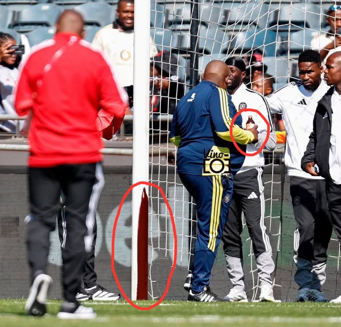 maetsebane's tweet photo. Using muthi isn’t officially a crime, but it shouldn’t compromise hygiene. Orlando Pirates need to respect the game, this is just gross. We can’t have our field looking like dustbins. 

Irvine Khoza as a PSL chairman must intervene and tell his club to respect football. https://t.co/xKv0ufySMq