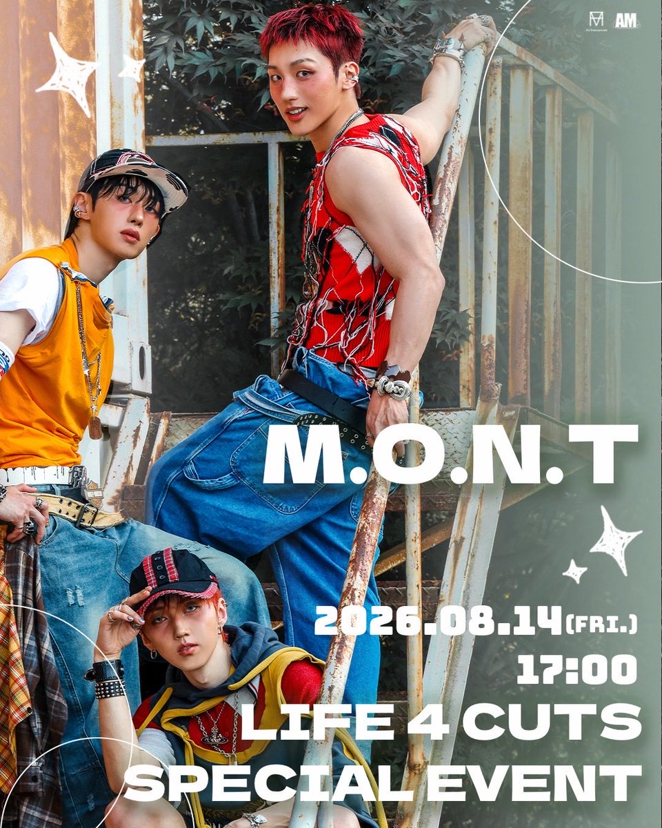 am_studio00's tweet photo. 📸 M.O.N.T LIFE 4CUTS SPECIAL EVENT

🗓 2026.08.14 (금) 17:00 (TST)
🎫 08.02 ~ 08.05 23:59 (TST)

🛒 AM STUDIO에서 카드팩 구매 시 1팩당 응모 1회. 구매 수량만큼 응모 가능, 멤버별(및 단체) 1인 1회 당첨.

🔗 https://t.co/VpuLXhHZgY https://t.co/NGAOvmkzSS