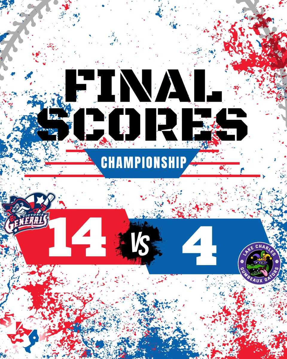 TCLBaseball's tweet photo. ⚾️ Saturday Championship Game wrapped!

Victoria defeats Lake Charles, 14-4.

Congratulations to everyone on an outstanding season. Thank you to everyone who made the 2026 TCL season one to remember, we’ll see you next summer! ⚾️💙

#TexasCollegiateLeague #HaddockTrophy https://t.co/sqfJZXoTWA