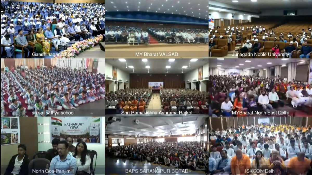 YASMinistry's tweet photo. माननीय प्रधानमंत्री श्री @narendramodi जी ने आज MY Bharat के "नशा मुक्त युवा फॉर विकसित भारत" अभियान का शुभारंभ किया।

देशभर के 25,000 से अधिक स्थानों पर युवाओं से संवाद करते हुए उन्होंने विकसित भारत 2047 के निर्माण में नशा मुक्त युवा शक्ति की अहम भूमिका को रेखांकित किया।

उन्होंने युवाओं का आह्वान किया कि वे नशे से दूर रहकर स्वस्थ, जागरूक और जिम्मेदार नागरिक बनें तथा नशा मुक्त भारत के संकल्प को जन-जन तक पहुँचाने में सक्रिय भूमिका निभाएँ।

#MYBharat #NashaMuktYuva