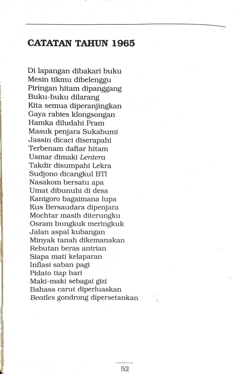 ChrisWibisana's tweet photo. Catatan Tahun 2026

Kita semua disepelekan
MBG masih diteruskan
Pertalite dikemanakan
Pidato tiap hari
Maki‐maki sebagai gizi
Brengsek bajingan diperluaskan
Londo ireng dipersetankan
Rasa malu dianastesi
Bolu ketan jadi nyanyi
Pagar tinggi didirikan
Laskar Kopdes dipamerkan https://t.co/X86oABaHnw