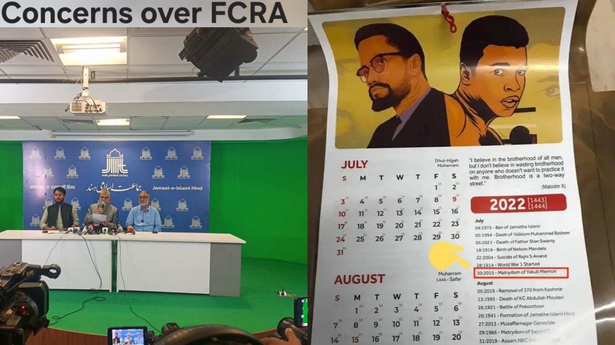 AskAnshul's tweet photo. Now, Jamaat-e-Islami Hind has raised concerns over the proposed FCRA Amendment Bill.

This is the same organization whose youth wing described Terrorist Yakub Memon as a Martyr in its 2022 Calendar. (Terrorist Yakub was involved in the 1993 Mumbai serial blasts, which killed 257 people).

My request to the Govt is that after the FCRA Amendment Bill is passed, it should also look into Halal money and Halal certification.

India does not have an official regulator for the certification of halal products despite having many halal certifying organizations.