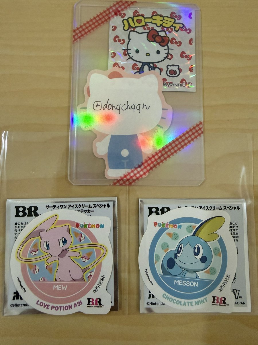 donqchqqn's tweet photo. 交換してくださる方を探しております。

ポケモン/サーティワン/スペシャル ステッカー

譲⋆*ミュウ/メッソン
求⋆*ピカチュウ＞チコリータ＞アシマリ

郵送希望。(都内手渡しも可)
お気軽にお声掛けください。 https://t.co/HVVvsEz3VL