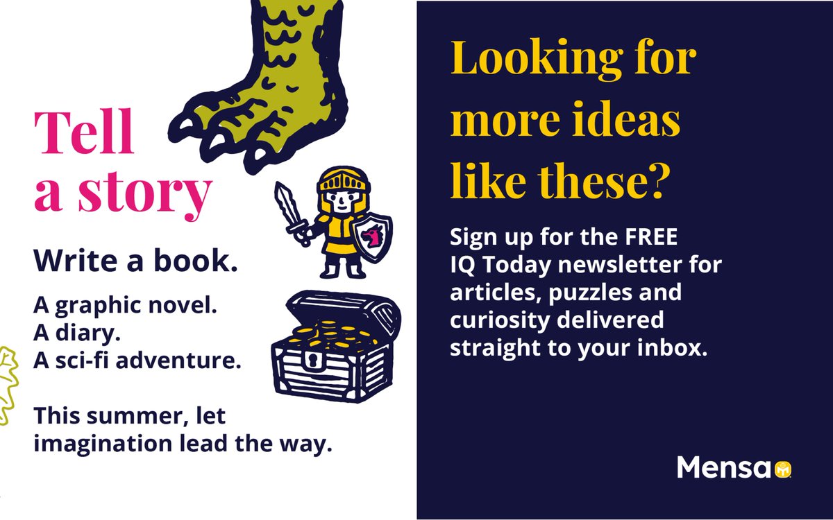 BritishMensa's tweet photo. Need some inspiration for the summer holidays?

We've rounded up six ideas to keep curious young minds engaged...from stargazing to storytelling.

For more articles like this, sign up to the free IQ Today newsletter:
https://t.co/jdJVbbp2H9

#mensa #curiosity https://t.co/nSwD9MomQM