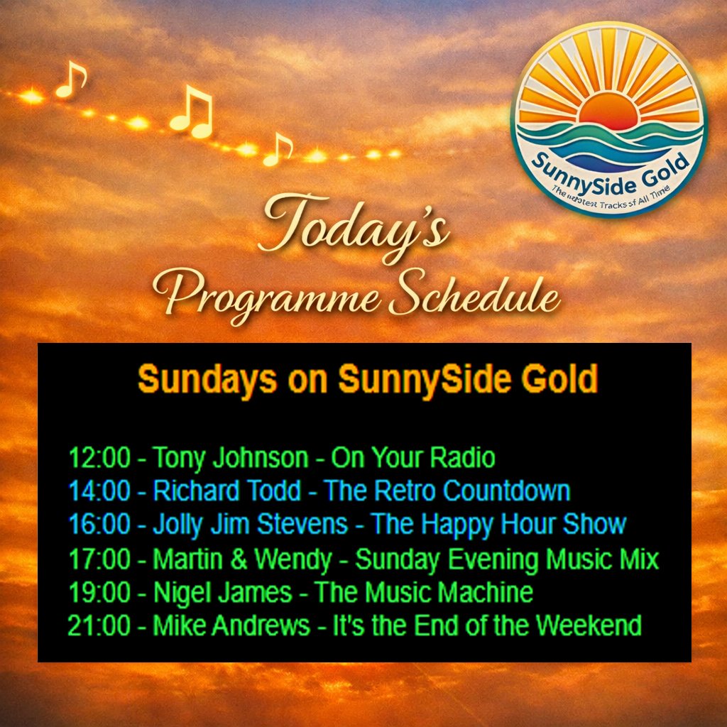 Wendyrivj's tweet photo. Today's schedule

You can listen on...
* your phone, tablet or computer - https://t.co/QMEte4HWpP
* Alexa (say "ask myTuner Radio to play SunnySide Gold")
* Other various radio apps (please see our website for details)

#internetradio #playingnow #goldenoldies #onair
@followers https://t.co/rMcopb9pzu