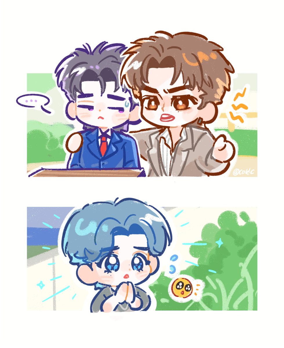 ColdCCook's tweet photo. 🧡：🤨😡
💜：😑😥
🩵：🥺🥺
#PeachAndMeSeriesFinalEP
#จิมมี่ซี #jimmysea #ppnaravit https://t.co/rTscKB1QXL