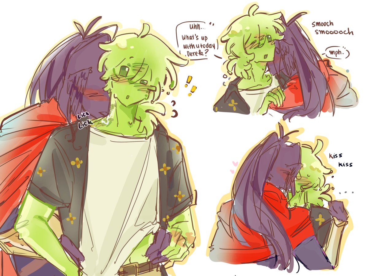 Floaranty's tweet photo. Doomed? Nah wdym doomed it's not doomed😇 anyways SlimeKnight kissing 🤤
#avery #slimeknight #derlord3 #averythemayo #sfawtde #dawtde https://t.co/5xvBDqjmo3