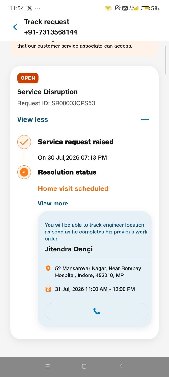 sach13you's tweet photo. Suffering internet disconnection from 26 of July there is no action from your end file where not paying your bill your connection will be disconnected immediately how horrible your
@JioCare https://t.co/hfbYy3yPiv
