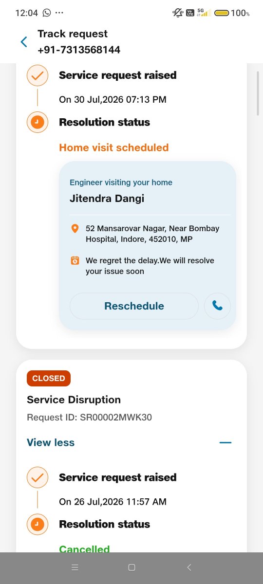 sach13you's tweet photo. Suffering internet disconnection from 26 of July there is no action from your end file where not paying your bill your connection will be disconnected immediately how horrible your
@JioCare https://t.co/hfbYy3yPiv
