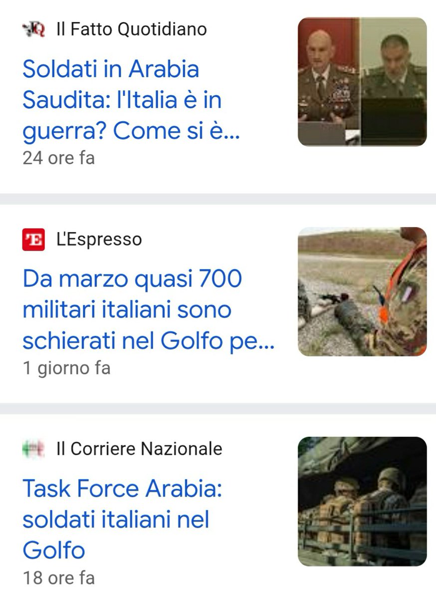Gimmi52296693's tweet photo. Se il principio secondo cui l'Italia ripudia la guerra è sancito dall'articolo 11 della Costituzione, mi spiegate che cazzo ci fanno i nostri soldati in una base americana in Arabia Saudita? 
Poi lamentatevi se la benzina è a 2 Euro!🤫 https://t.co/QUieoHtuhX