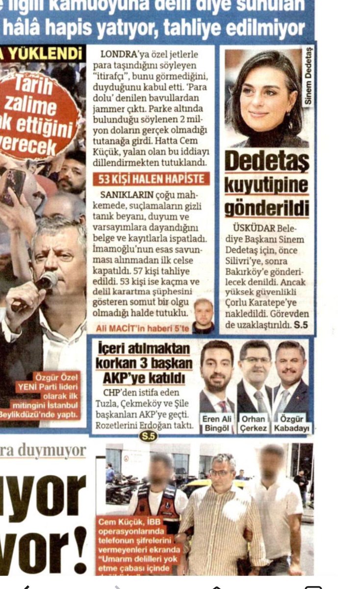 CB19072023's tweet photo. Sözcü gazetesinin birinci sayfasına göre cezaevinde olan Özgür Kabadayı, AK Parti’ye katılmış. Bir de fotoğraflı vermişler. Başkanvekili katılmış olmasın. Baya güzel gazete yapıyorsunuz. Daha önce de AB haberiniz böyleydi @gazetesozcu https://t.co/vD3tJFvhGk