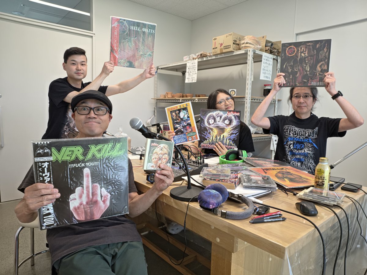 BirthmarkF31485's tweet photo. HEAVY METAL JUNKIEEES!!!!8月号「夏だ！熱いぜ！スラッシュメタル特集！」の収録と編集が終わりました。
BIRTHMARKのドラマーハルトを迎えて、賑やかに録り終えました。5日の夜7時の放送をぜひ聴いてください。
#上越鋼鉄の会ラジオ
#ヘビーメタルジャンキーズ
#ｆｍみょうこう https://t.co/m9UXudgGT3