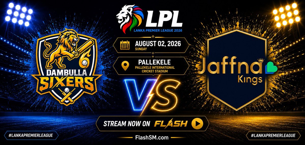SIXR_cricket's tweet photo. 🏏 Lanka Premier League is now streaming LIVE on FlashSM!

Next up: Dambulla Sixers 🆚 Jaffna Kings
Make your predictions on PowerPlay before the first ball is bowled.

LIVE on FlashSM: https://t.co/yKcJRrfO23
Predict now: https://t.co/cKnbOIedRY

#PowerPlay #LPL #FlashSM #LankaPremierLeague #SIXRCricket #CricketPredictions #DambullaSixers #JaffnaKings #WatchLive