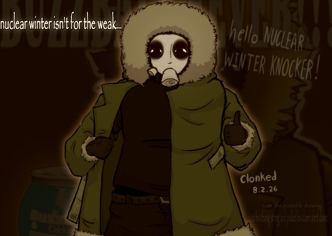 clonked's tweet photo. hi nuclear winter knocker . i love you. i hope everyone loves you just as much!
#theknocker #theknockerminecraft #theknockerfanart https://t.co/TH4rII3UsK