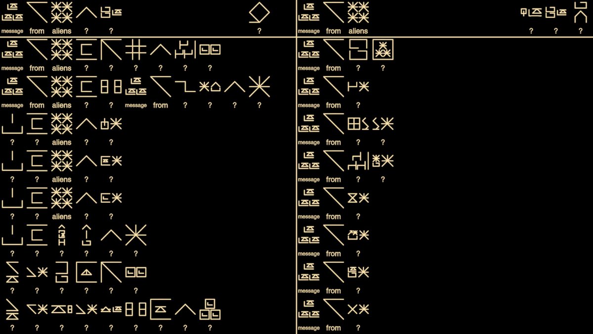 Indie_FreaksJP's tweet photo. 《日本語対応》シンプルだからこそ解読に集中できる？硬派すぎ言語解読アドベンチャー『Message From Aliens』

異星人の表意文字を解読し、彼らの意図を知ろう。画面に文字しかないストロングスタイル。 https://t.co/KM2GfxcwR1