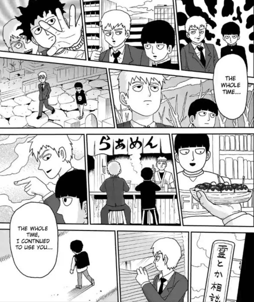 hachihero's tweet photo. i like this page because its like reigen having dead wife flashbacks while talking to the wife in question.theyre just so cute though i like seeing them together https://t.co/DyvnjyC7rU