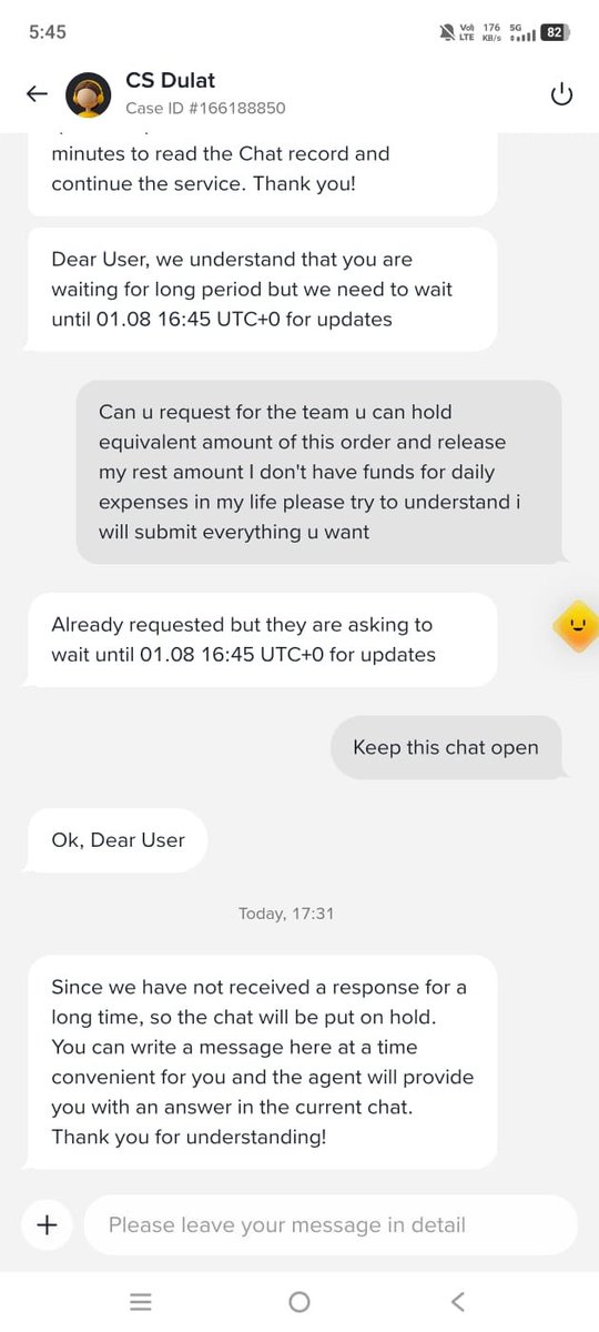 SurajMeenaInd's tweet photo. @BinanceHelpDesk @binance @RachelConlan My Binance P2P Case #166188850 has been under "review" for 5 MONTHS.
4,998.57 USDT is frozen for a 739.56 USDT dispute. 

I have no funds for daily expenses. Support keeps giving same template reply.

Request: Please escalate and release non-disputed funds. 
Need urgent help. https://t.co/J5F3AMBfb2
