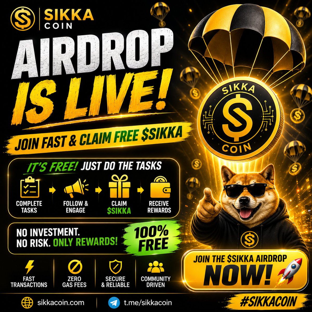 pawaneshwar2003's tweet photo. 🚀 AIRDROP IS LIVE! 🎉
🎁 Join Fast &amp; Claim FREE $SIKKA!
✅ No Investment
✅ No Risk
✅ Only Rewards
🌐 Website: https://t.co/hO1Ug3EJSw⁠�
📲 Telegram:https://t.co/dz8LQHmher⁠�
Become part of the SIKKA community today! 🔥
#SIKKACOIN #Airdrop #Crypto #Blockchain #Web3 https://t.co/pUeSfocYv1