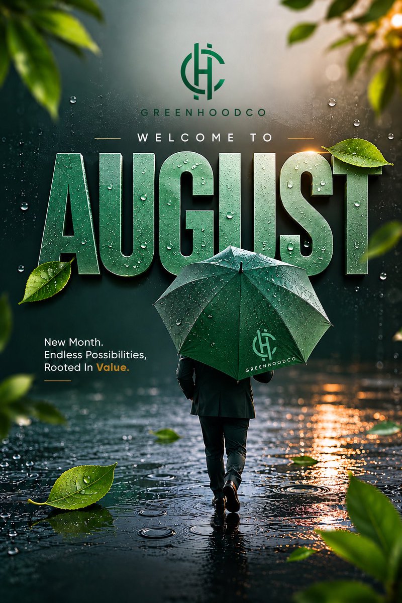 ENIOLAROBER's tweet photo. Welcome to August 
Let’s make it big.

#newmonth #Greenhoodco #NewMonthNewGoals #august https://t.co/bMZ6lLc72w