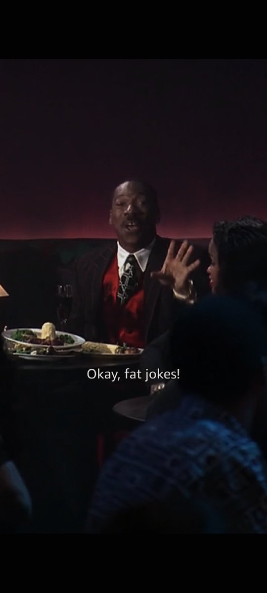 Shadyflix's tweet photo. If you've seen The Nutty Professor (1996), you already know it was a huge mistake for Reggie to have agree to the fat-jokes of Eddie Murphy after previously humiliating him.

"Your mama is so fat, after s*x, I rolled over twice and I'm still on the b**ch"

Reggie's facial reaction said it all.😭