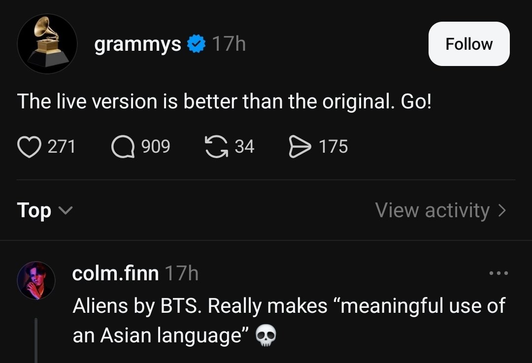 lavenderrkive's tweet photo. ARMYs not letting the Grammys breath is my favorite thing https://t.co/8YaA367plv