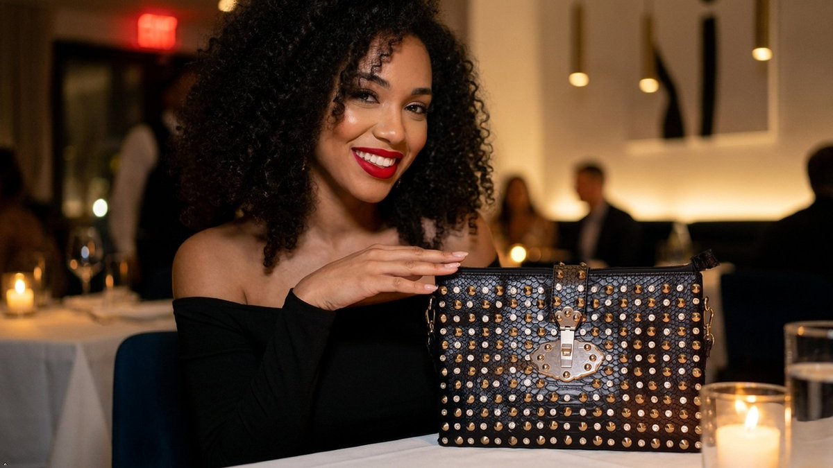 2ChiqueBoutique's tweet photo. Gold studded faux leather fashion clutch💋 https://t.co/xl8HcdN6Ex