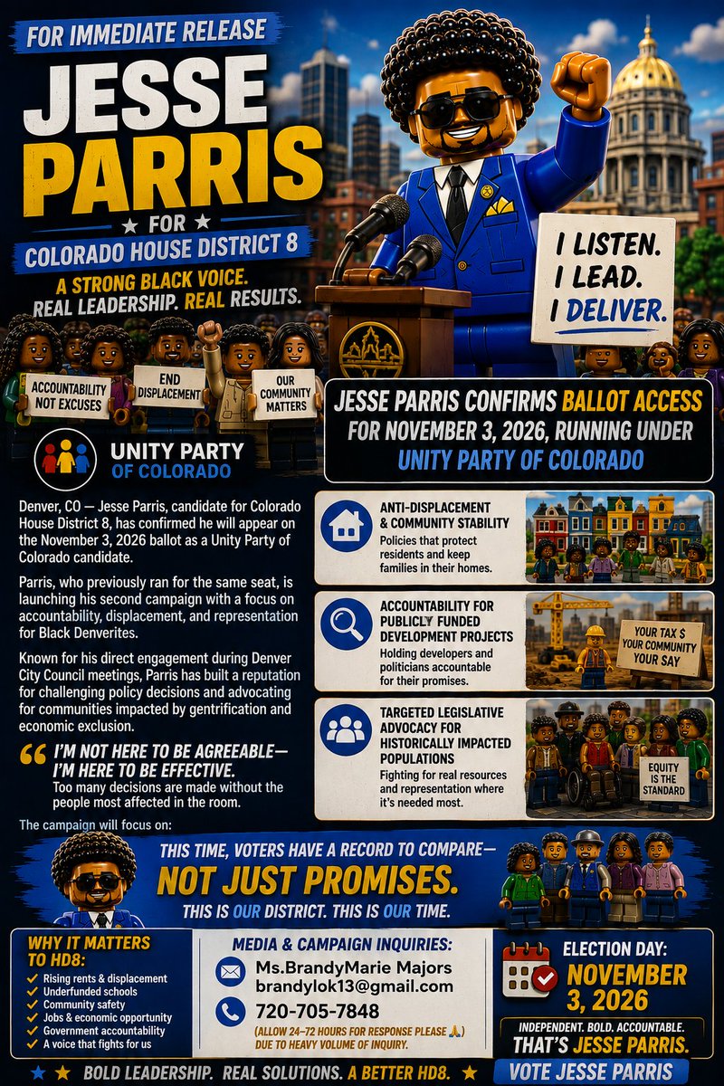 JesseParris5280's tweet photo. HERE IS THE UPDATED CAMPAIGN FLYER LADY CHE MADE FOR THE INTERNET! #JESSE4COHOUSEDISTRICT8 #PARRIS4COHOUSEDISTRICT8 #COPOLITICS #DENVERPOLITICS #FRONTLINEBLACCNEWS https://t.co/LeYJUrxIid