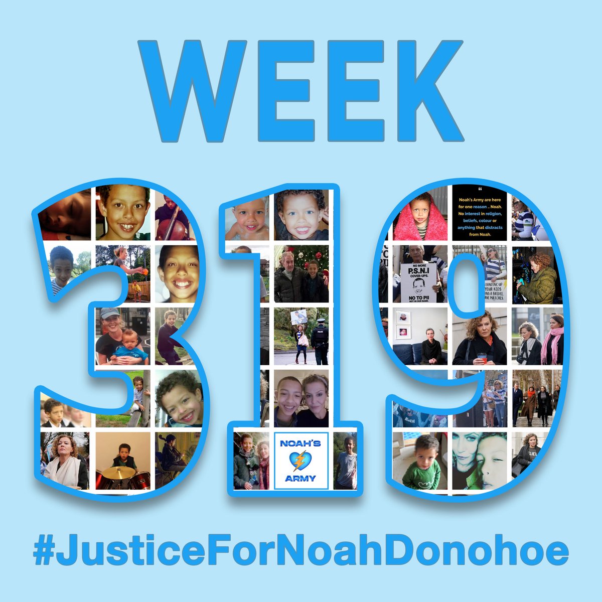 AmberJeden's tweet photo. This is WEEK 319
‼TWITTERSTORM‼ EVERY SUNDAY at 6:11PM until we get Justice for #Noah and the Truth for Fiona.
#JusticeForNoahDonohoe
#RememberMyNoah💙
#TruthForFiona
#TheNoahDonohoeFoundation
#NoahsArmy⚡
#TheNoahDonohoeInquest
#Week319 https://t.co/nQTeqaI8Yq