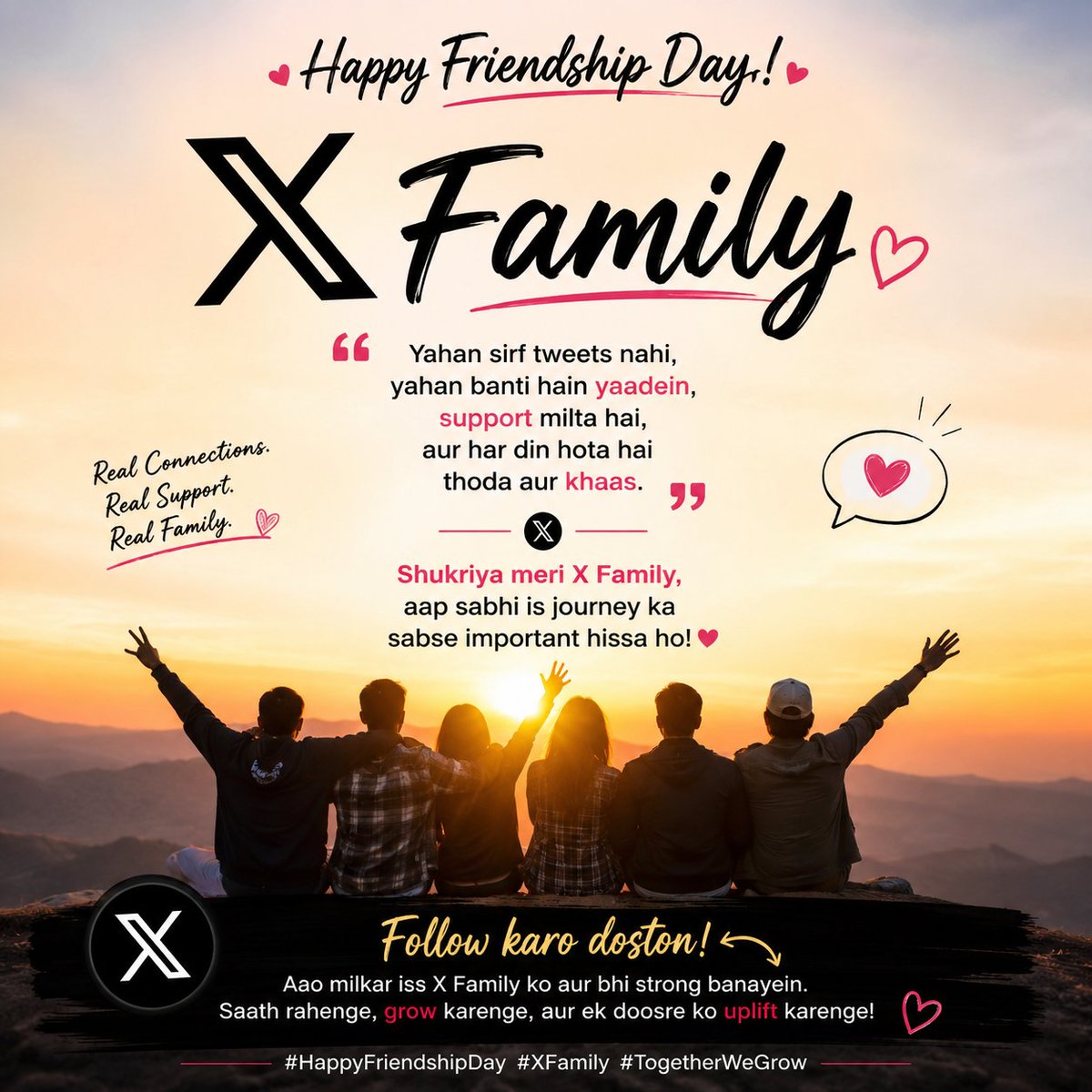 Officaldev_'s tweet photo. 🤝 Dosti sirf rishta nahi, ek ehsaas hai ❤️
Mushkil waqt mein jo saath ho, wahi asli dost 💛

Happy Friendship Day to all my amazing friends! 🎉

Agar aap positivity, tech &amp; growth pasand karte hain, toh follow me 👉 @Officaldev_

#FriendshipDay #Dosti #FriendsForever #FollowMe https://t.co/z9diWMbuC6