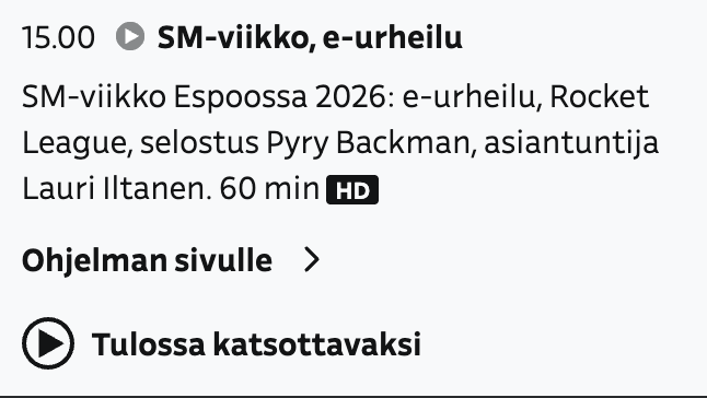 rakettiliiga's tweet photo. Mikäli missasit eilen Finaalipelin Areenassa, niin ei hätää!
Tänään kello 15:00 Yle TV2 tulee finaalilähetys, ja lähetyksen lopuksi vielä jotain mitä ei eilen Areenassakaan nähty. https://t.co/jYBxZxbBsh