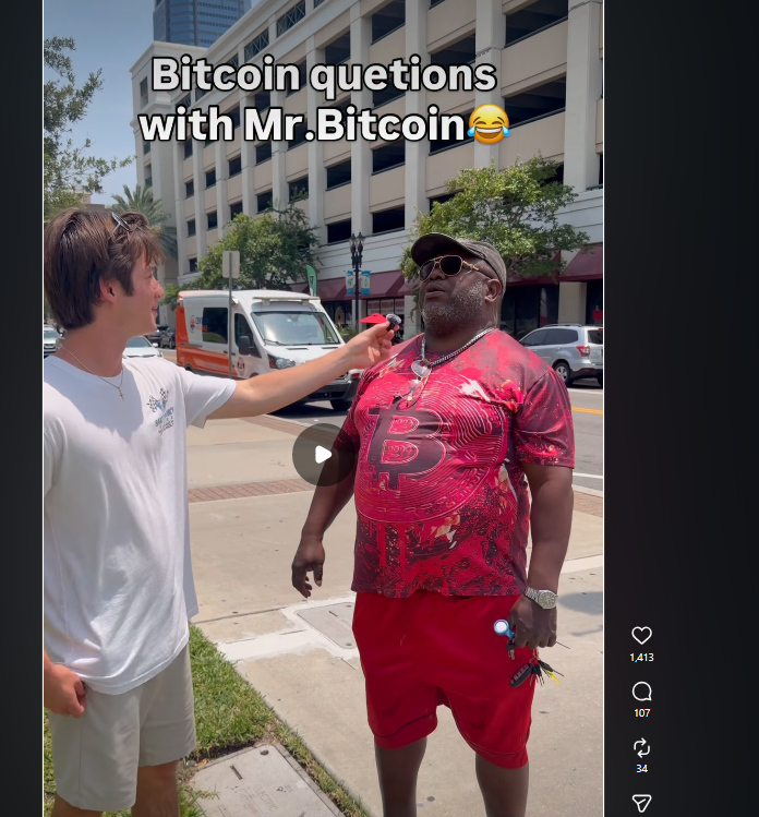 retXBT's tweet photo. This guy named "Mr. Bitcoin" is going insanely viral on instagram

While his name is Mr.bitcoin he is absolutely clueless about the crypto space and about Bitcoin

Everyone is memeing him so hard 😂

https://t.co/G20JKPDU2J https://t.co/c9Zsff8D8p