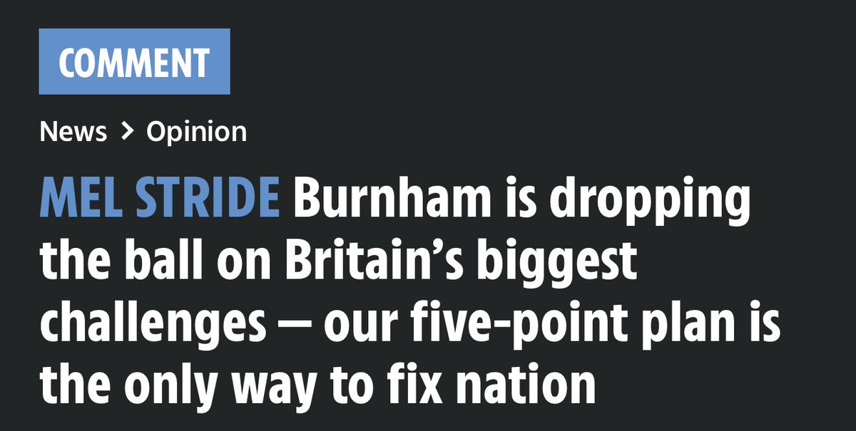 MelJStride's tweet photo. Burnham is already dropping the ball on Britain’s greatest challenges. My piece in @TheSun on Sunday 👇 https://t.co/1IYDjaXEWG