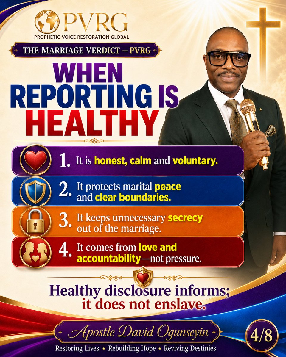 fadamingle's tweet photo. SHOULD YOUR SPOUSE REPORT EVERY CONVERSATION WITH AN EX? | Christian Marriage Boundaries, Trust and Transparency

For confidential Christian marriage or relationship guidance, contact Apostle David Ogunseyin on WhatsApp:
🔗 https://t.co/VQKeq4tnPT. https://t.co/0LZevLUQRN