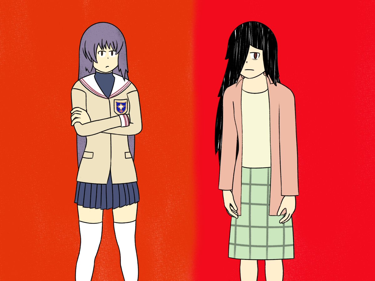 Libellart_'s tweet photo. Now, formally, is Akari's birthday. Sister duos are popular in anime, so there is much for me to draw on, this time Kyou from Clannad. My favorite teacher trope is the kind that has trouble being formal, and that's why I chose Yukari from Azumanga Daioh (ep11). https://t.co/uRhSiOXmig