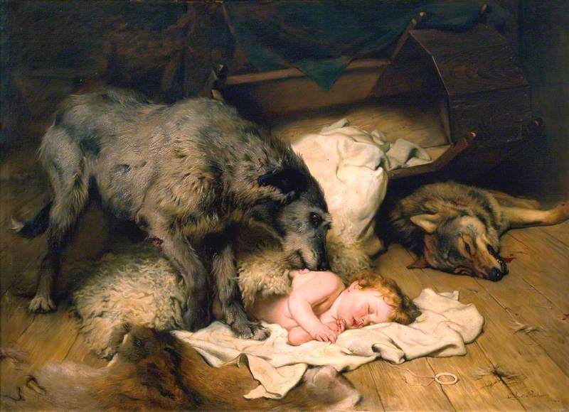 MabinogionGame's tweet photo. #FolkloreSunday
There is no more tragic tale than that of Gelert, the faithful hound.
Returning from a hunting trip, Llewelyn finds his young child missing, the cradle overturned, and his dog, Gelert, smeared with blood.
To all appearances, the hound has taken and savaged the babe.
Llewelyn draws his sword, and kills the animal.
But as Gelert lets out his final whimpering breath, there is a cry from beneath the overturned cradle. The child is alive! And beside him, a dead wolf, slain by Gelert while protecting the child.
Llewelyn, overcome with grief, never smiles again.