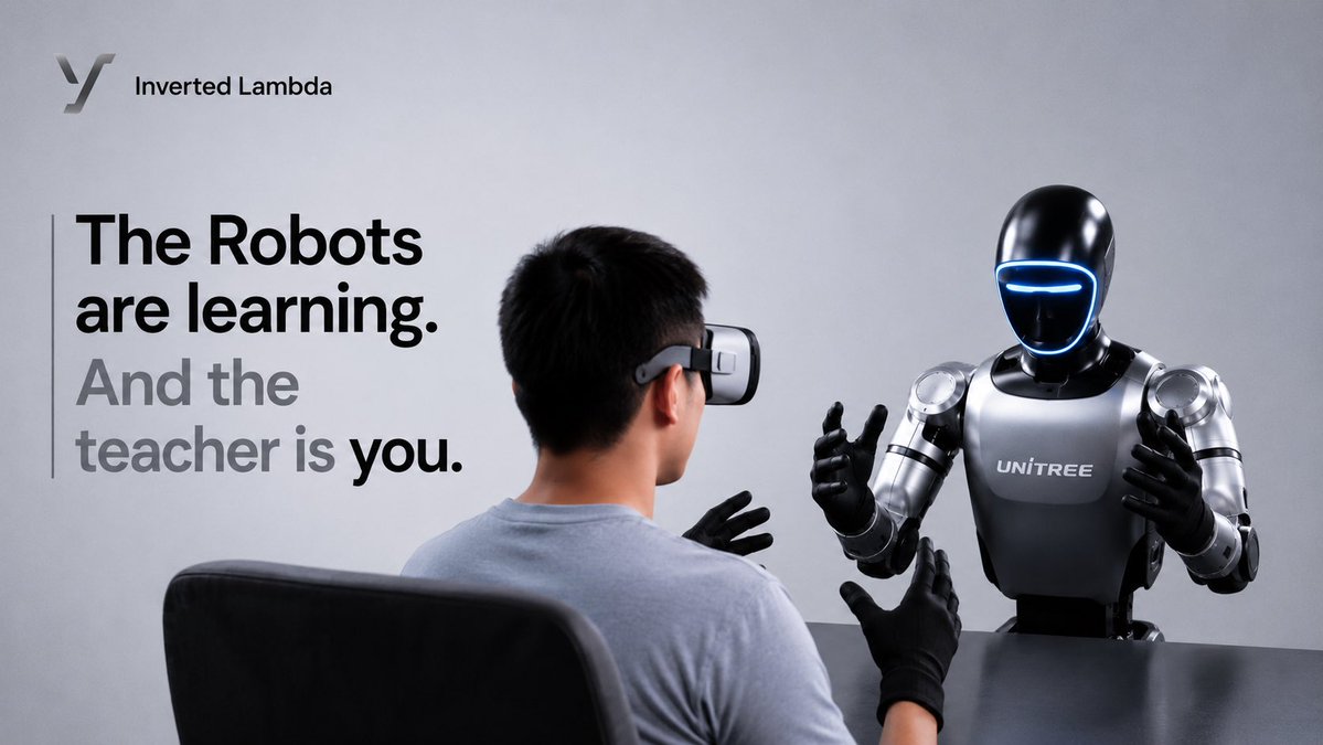 Healer0x's tweet photo. Somewhere right now, a robot is learning how to feel.
Not from data scraped off the internet.
From a real human guiding it, grip by grip, in real time.
And that human is getting paid for it.
This is the era of Embodied AI. And it's already live. 👇
@InvLambda #SecondContact #InvertedLambdaTheBreach