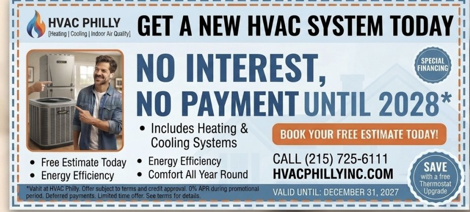 hvacphilly's tweet photo. $0 down, 0% interest, and $0 payments until 2028! https://t.co/p1bFxqruTa