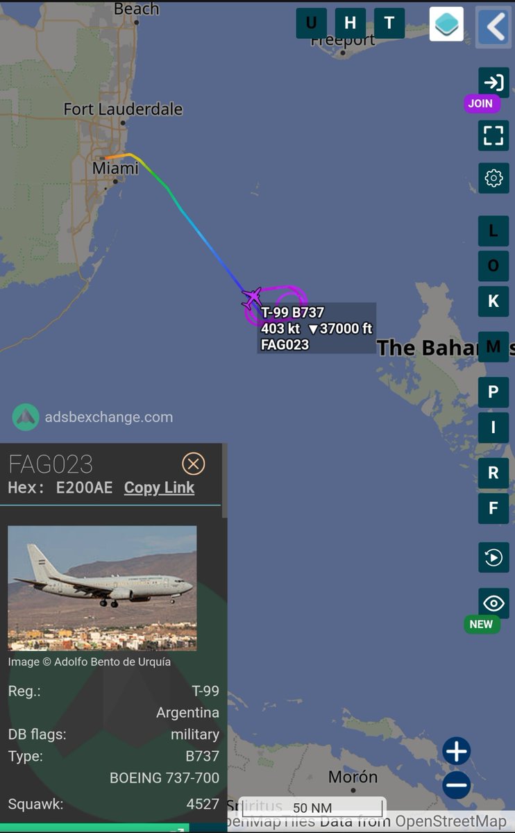 sipjack1776's tweet photo. Argentina ๐ฆ๐ท
Boeing 737-76N (WL)
#E200AE/T-99/FAG024
Out of KOPF ๐W of The Bahamas ๐ค
@Borrowed7Time https://t.co/ffCoqNUE8E