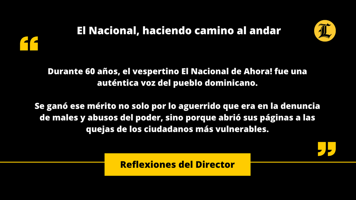 ListinDiario's tweet photo. #ReflexionesDelDirector | Fragmentos de las reflexiones del director: “El Nacional, haciendo camino al andar”.

🔗https://t.co/tmCaaOeiG7

#EditorialDelDomingo #EditorialListín #Editorial #ListínDiario https://t.co/QpbiPNOf3W