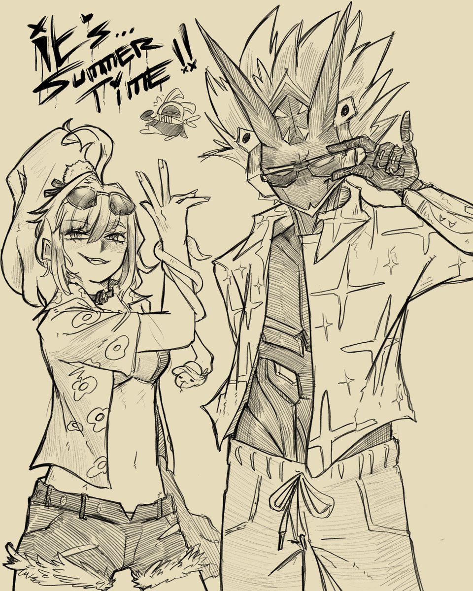 ennyouwhy's tweet photo. summer billy &amp; cissia for a summer event thing :>

#zzzero #zzzfanart #billy #cissia https://t.co/8dVqyJvy9Z