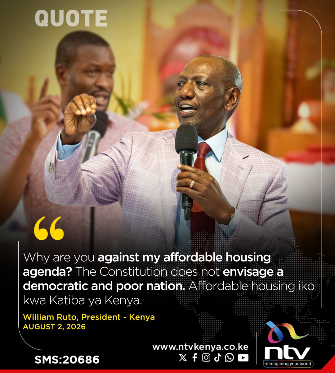 ntvkenya's tweet photo. President Ruto to Sifuna: Why are you against my affordable housing agenda? The Constitution does not envisage a democratic and poor nation. Affordable housing iko kwa Katiba ya Kenya. https://t.co/BVzxwxp51c