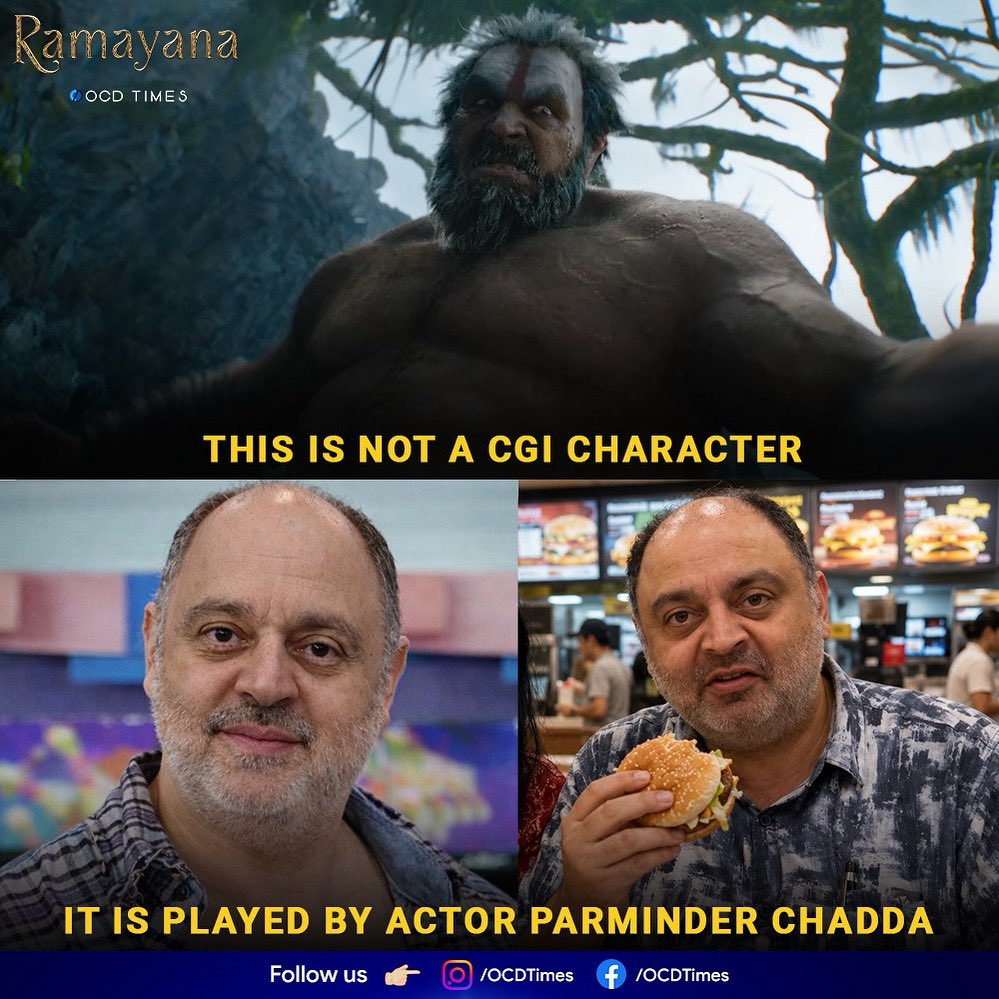 ocdtimes's tweet photo. After the teaser and trailer, it was speculated that the demon characters were fully CGI. But actor #ParminderChadda has revealed that he played the character #Subahu as seen in the trailer.
.
#OCDTimes #NamitMalhotra #NiteshTiwari #RanbirKapoor #Yash #SaiPallavi #Ramayana https://t.co/3CVvPg7vJQ